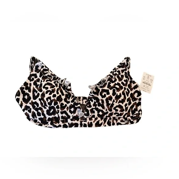 !! SOLD!! NWT J Crew Leopard Ruffle French Bikini Top - Picture 3 of 5
